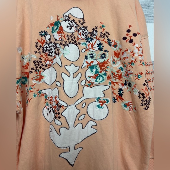 Free People Movement At My Best Embroidered Hoodie Pastel Peach Combo - NWOT - Picture 5 of 10